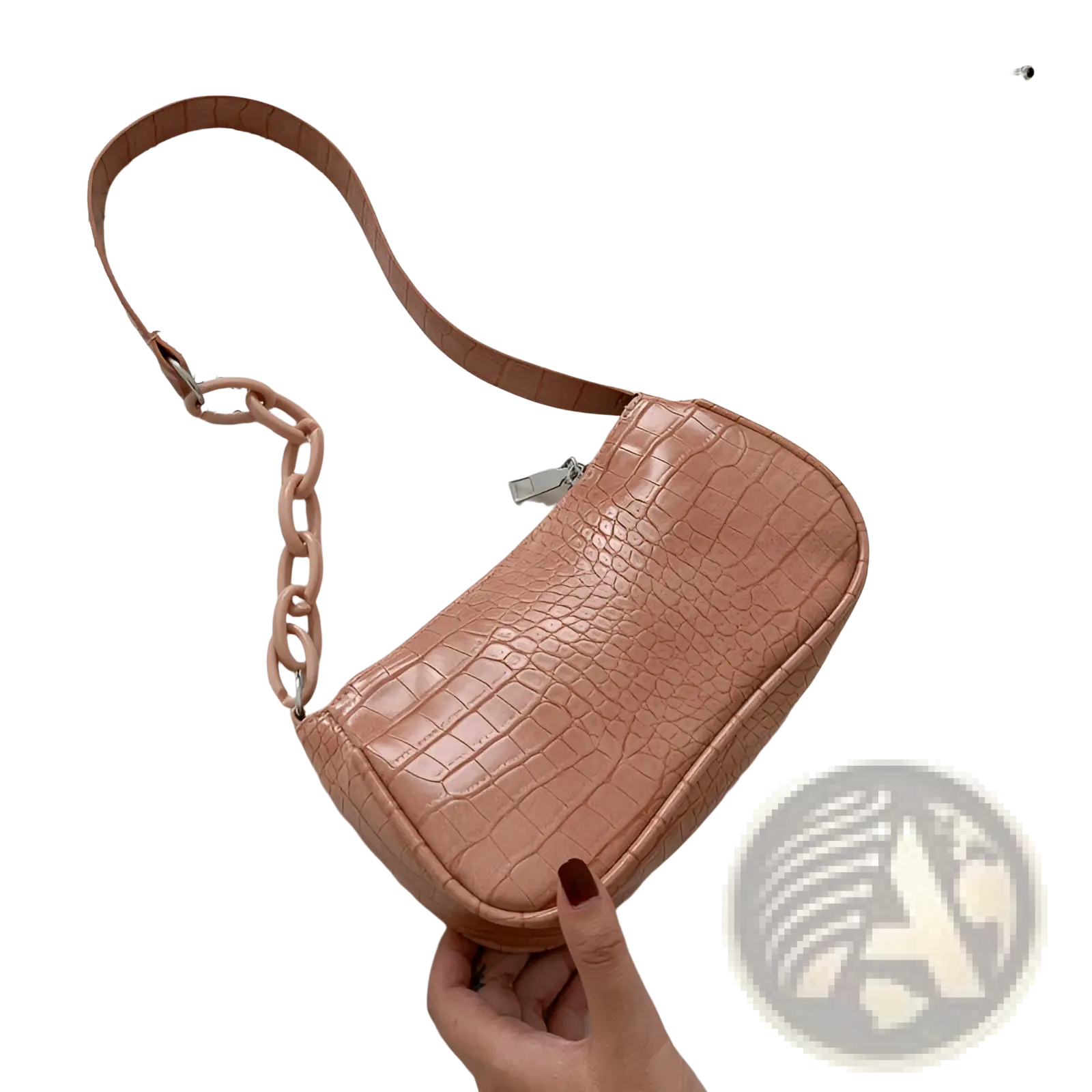 Croc Embossed Chain Shoulder Bag for Women
