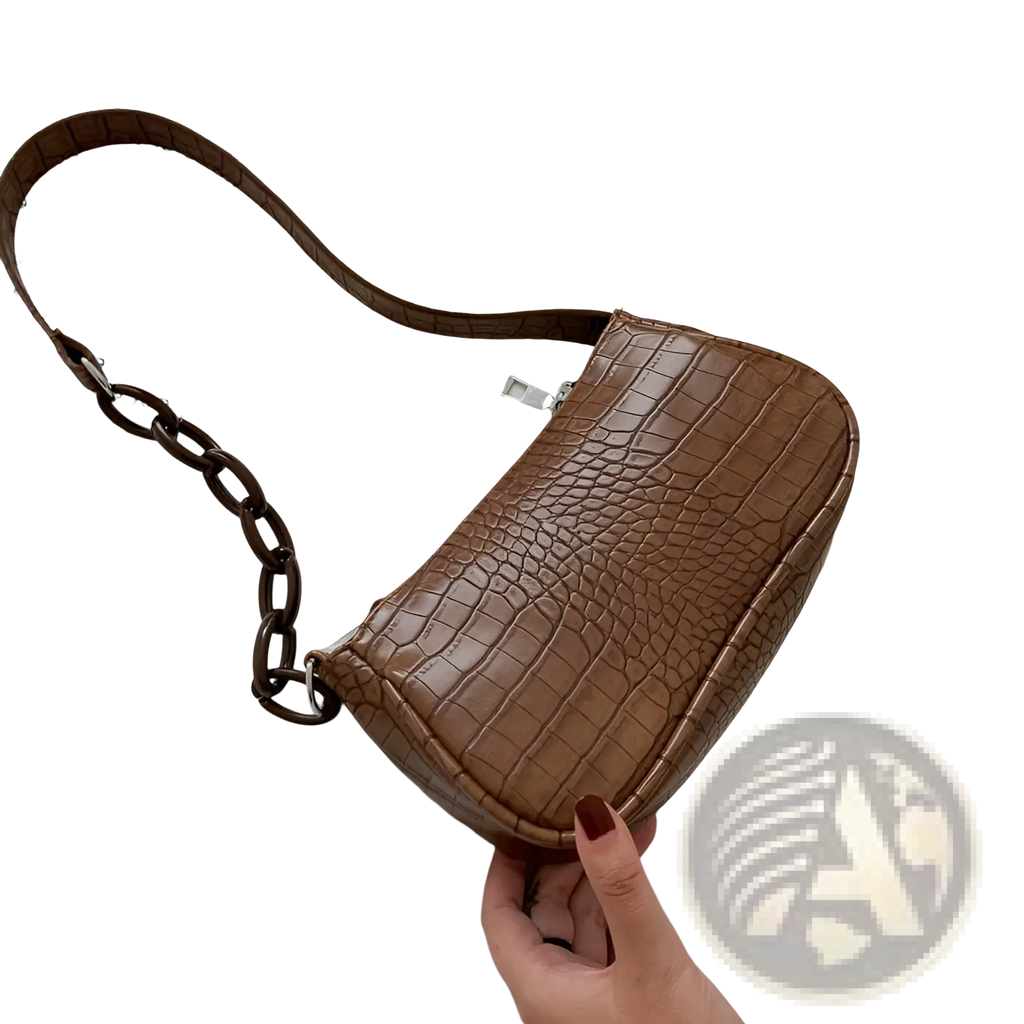 Croc Embossed Chain Shoulder Bag for Women