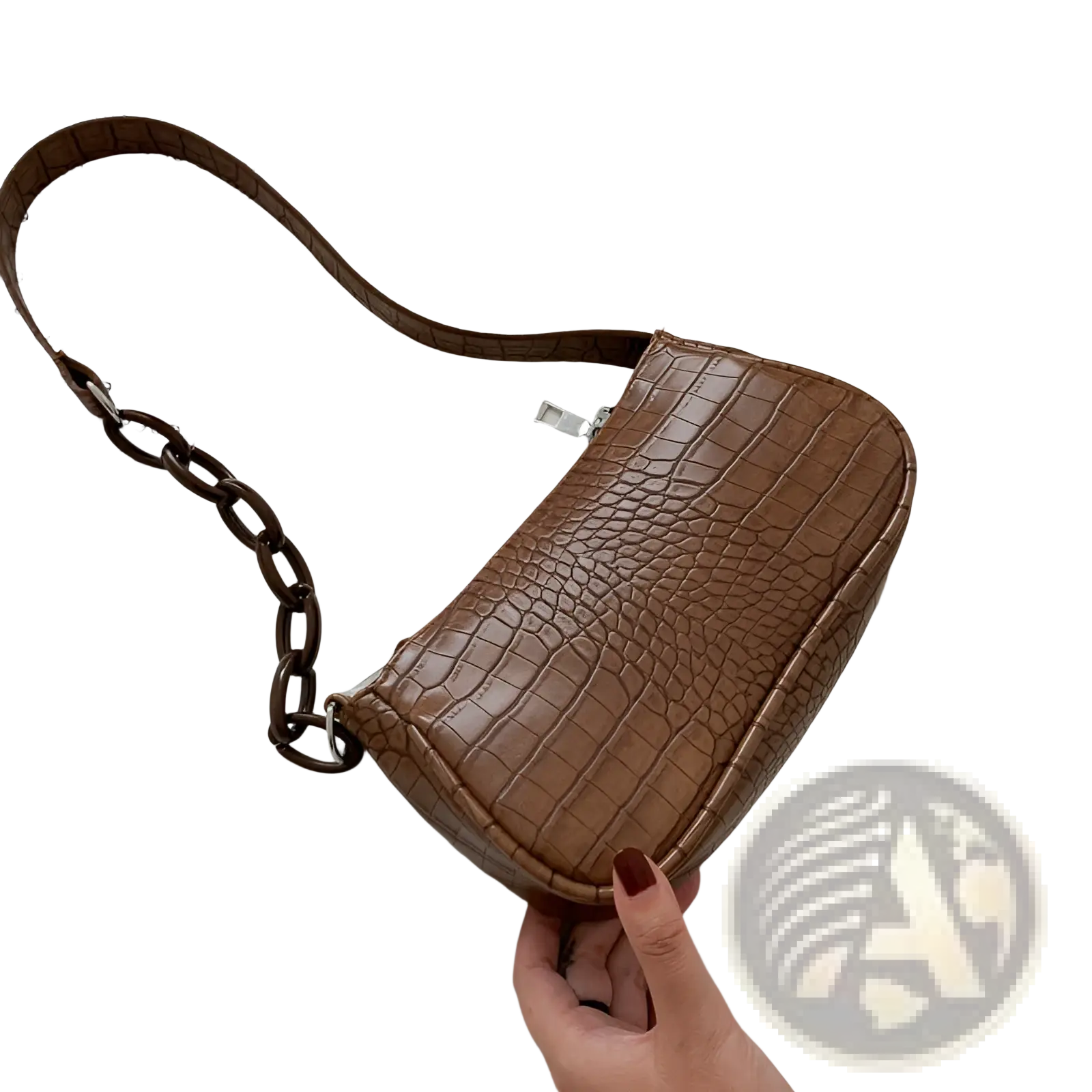 Croc Embossed Chain Shoulder Bag for Women