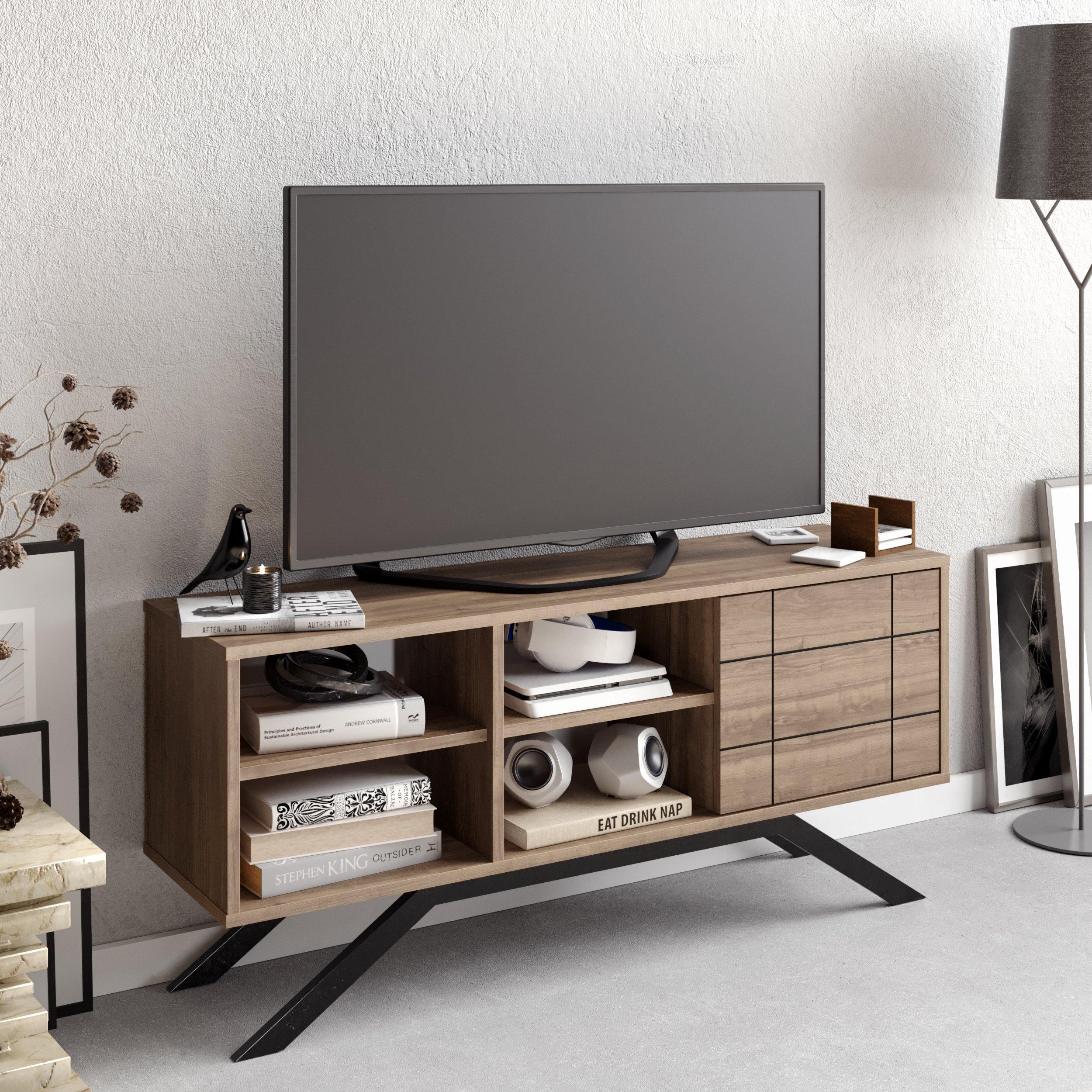 North 51" TV Stand & Media Console with Cabinet and Shelves