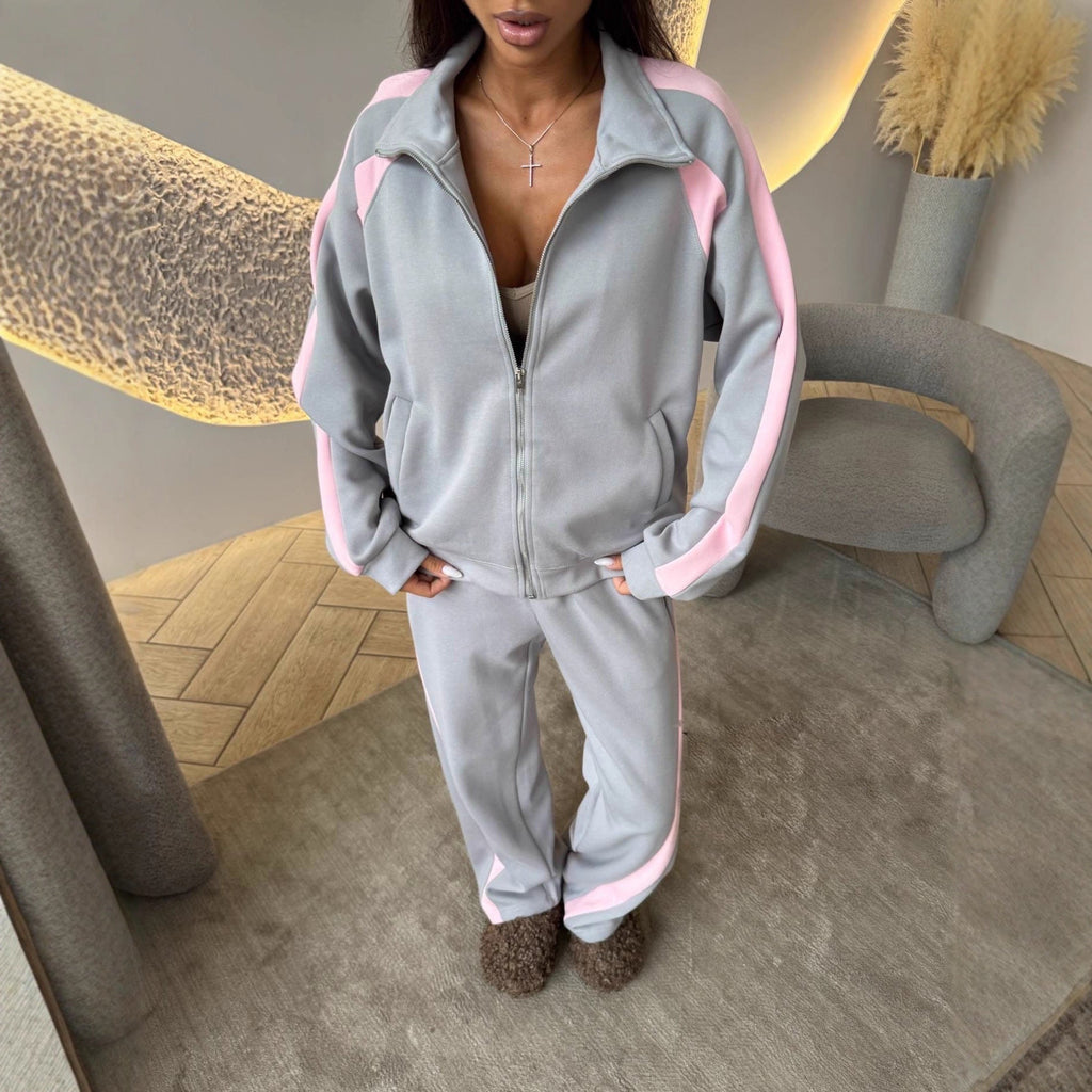 Women’s Long-Sleeve Zip-Up Jacket & Sweatpants Two-Piece Set