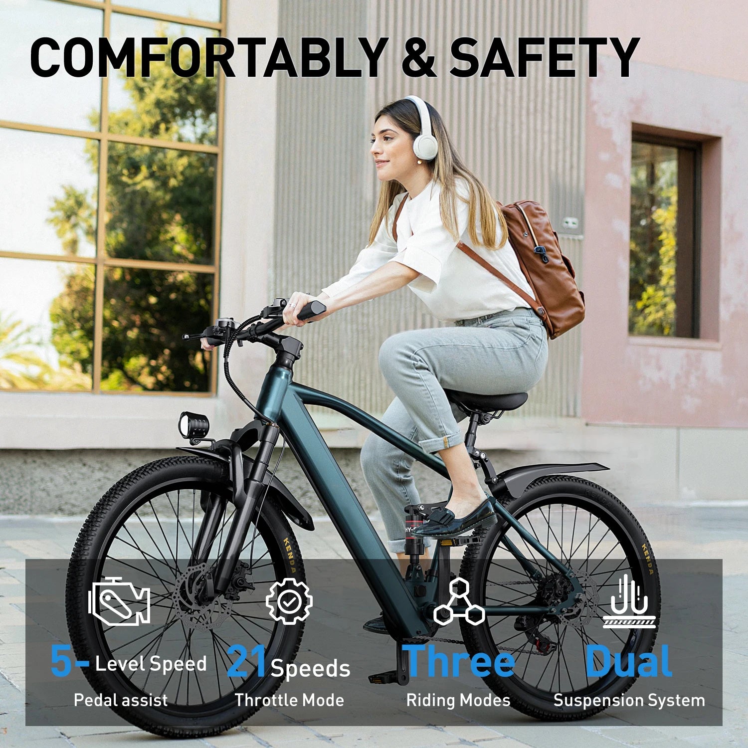 26" 24" Electric Mountain E Bike For Adults, 1000W Peak Motor Commuter Ebikes, 36V 10.3AH 13.3AH High Capacity Battery, 19.7 MPH 36.9 Miles 4Hour Fast Charging, 7/21 Speed Gears Adults Electric Motorcycles Bicycle ﻿
