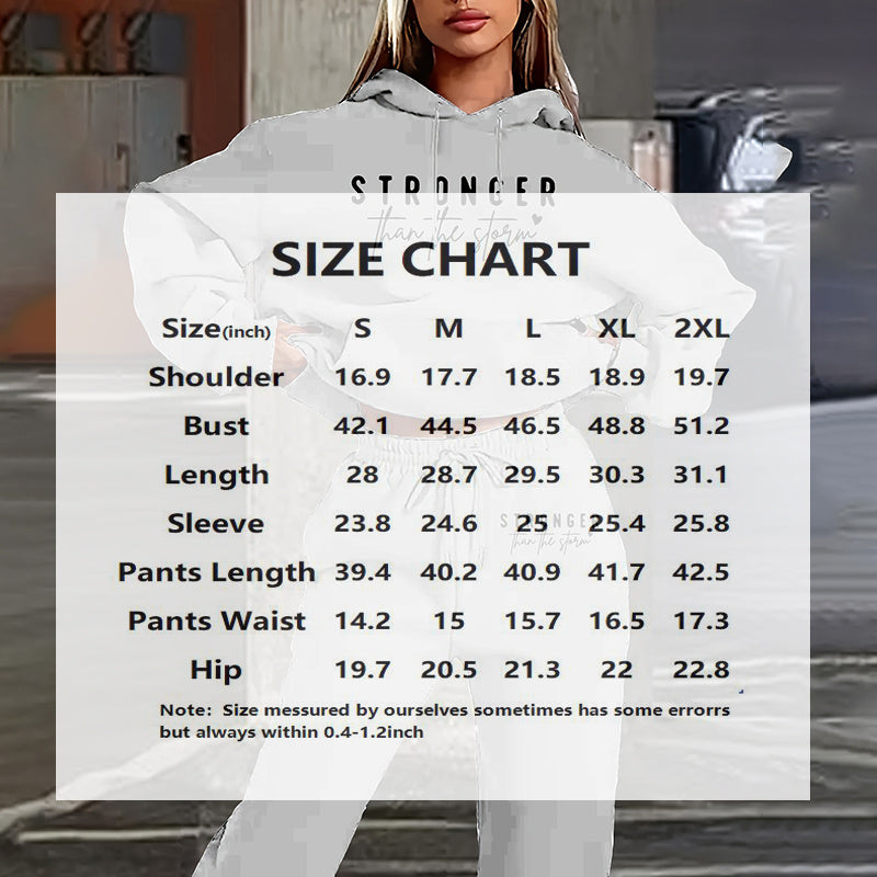 Women’s Solid 2-Piece Set – Letter Print Hoodie & Matching Pants