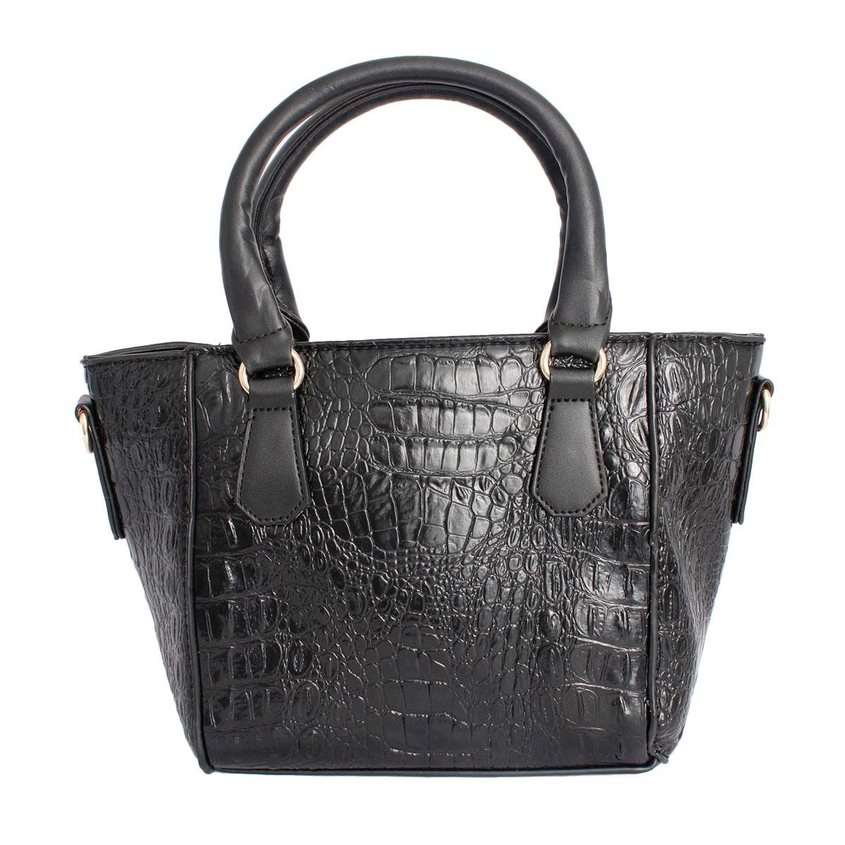 Fashion Tote Bag and Pouch Set in Black Croc – Stylish Accessory Set