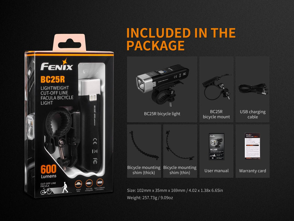 Fenix BC25R LED Bike Light – Rechargeable Bicycle Headlight