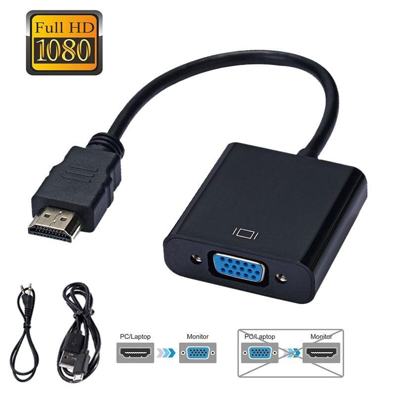 HD 1080P HDMI to VGA Adapter Converter Cable – Gold-Plated HDMI Compatible Adapter