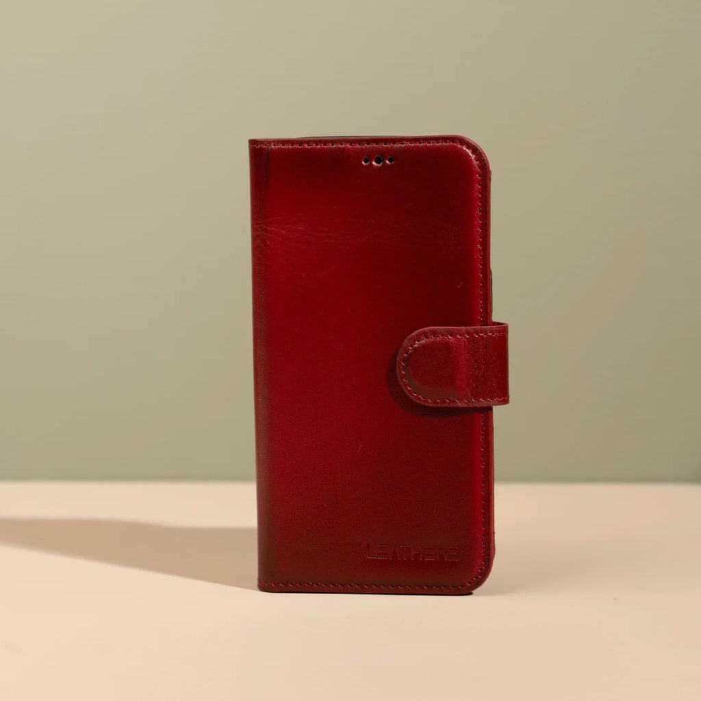 iPhone 16 Series Red Leather Wallet Case – New York Edition