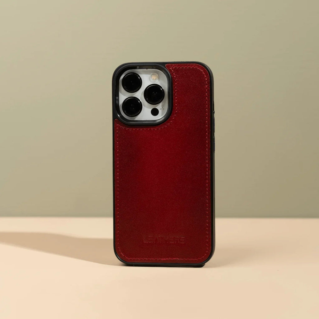 iPhone 16 Series Red Leather Wallet Case – New York Edition