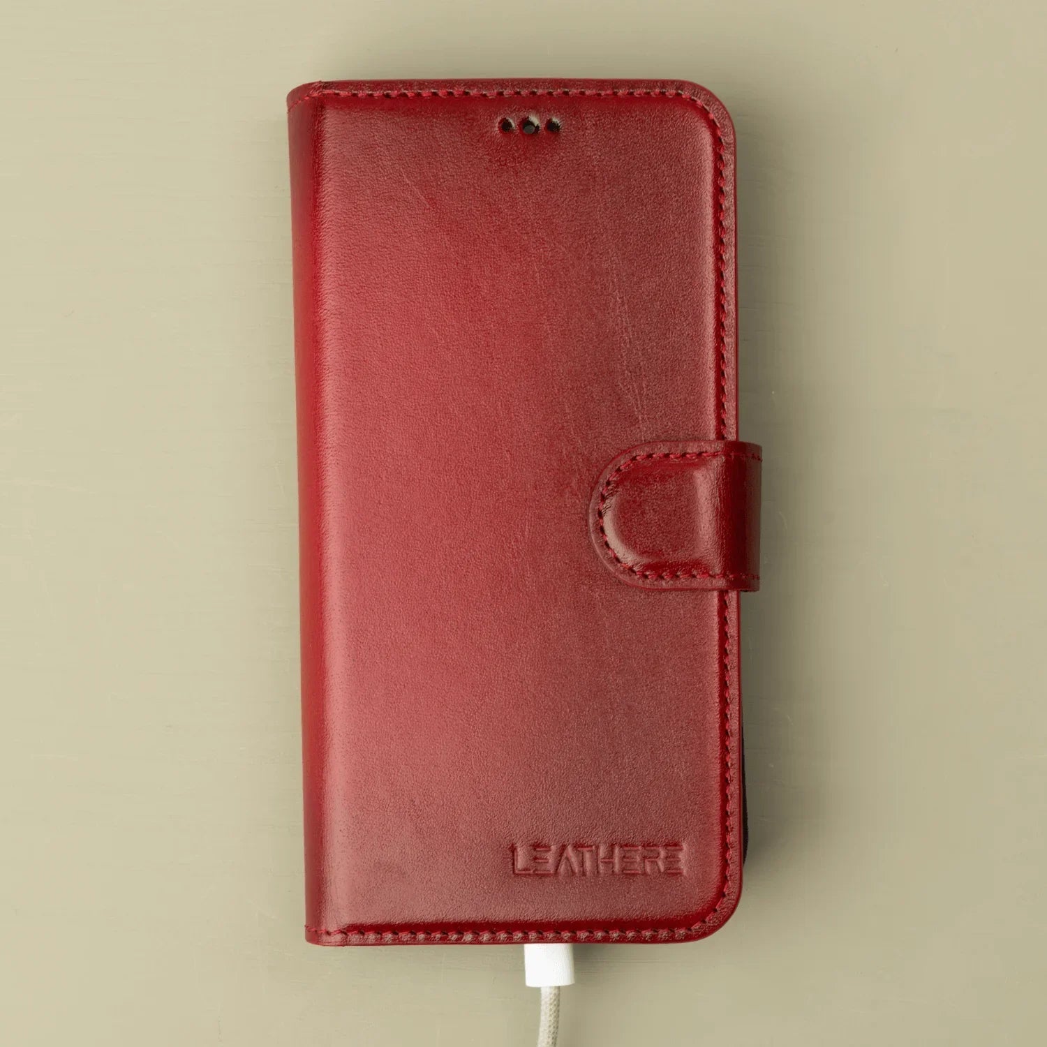 iPhone 16 Series Red Leather Wallet Case – New York Edition