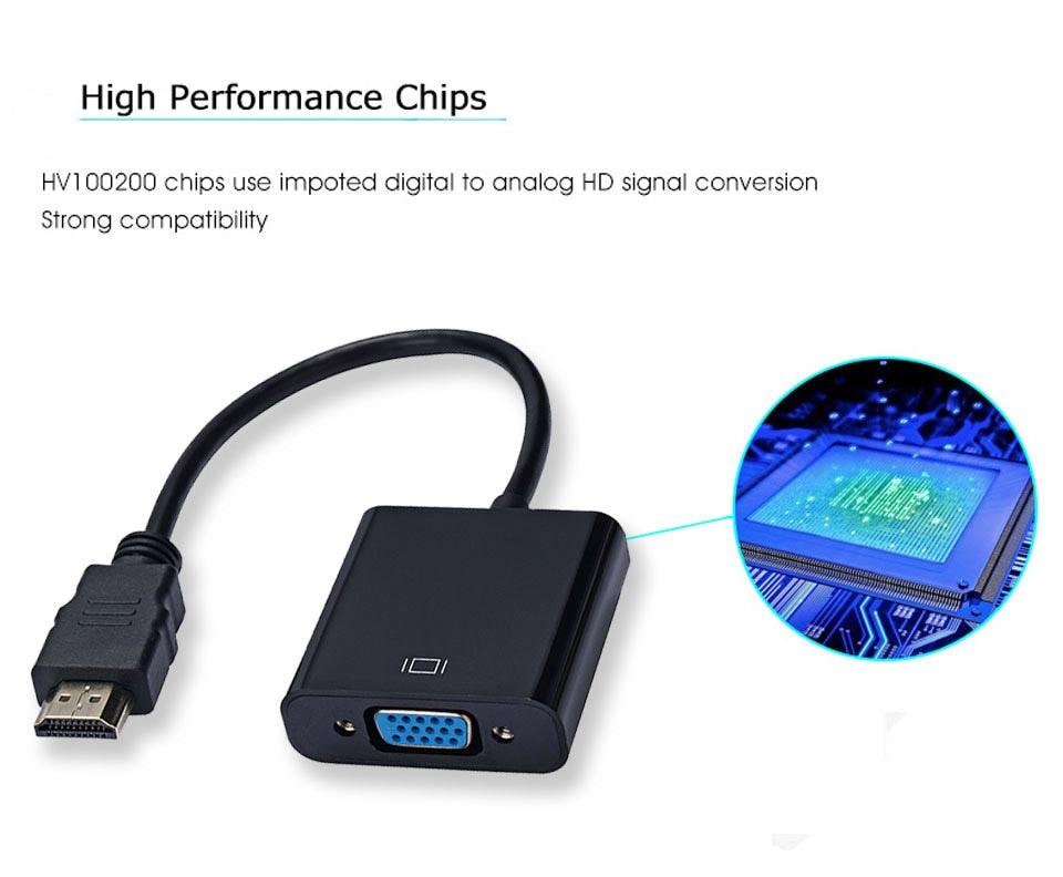 HD 1080P HDMI to VGA Adapter Converter Cable – Gold-Plated HDMI Compatible Adapter