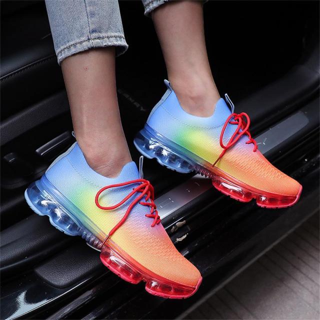 👟 Women's Breathable Air Cushion Sneakers – Lightweight Lace-Up Walking & Running Shoes