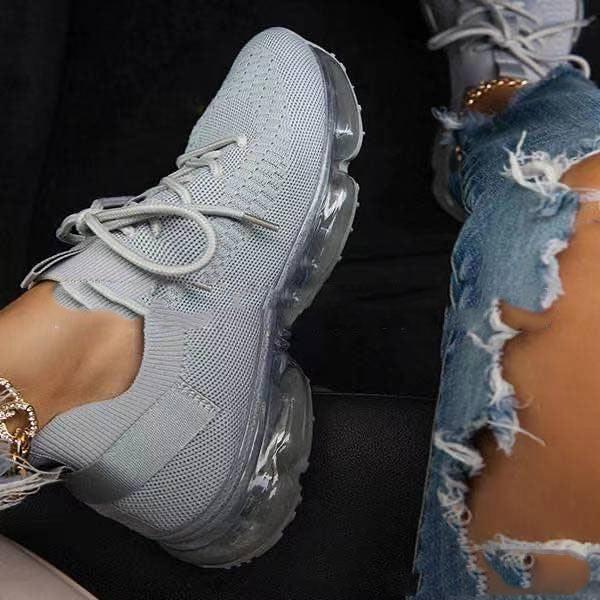 Women’s Breathable Air Cushion Sneakers – Lightweight Lace-Up Walking & Running Shoes