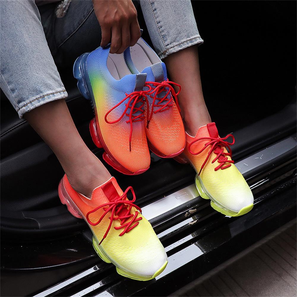 Women’s Breathable Air Cushion Sneakers – Lightweight Lace-Up Walking & Running Shoes