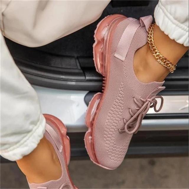 👟 Women's Breathable Air Cushion Sneakers – Lightweight Lace-Up Walking & Running Shoes