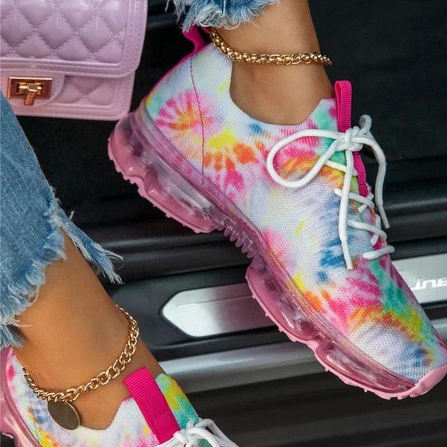 👟 Women's Breathable Air Cushion Sneakers – Lightweight Lace-Up Walking & Running Shoes